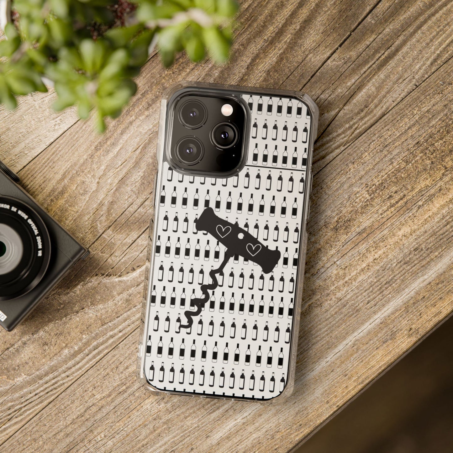 WINE BOTTLES with heart corkscrew Stylish Magnetic Phone Case | Clear Impact Protection