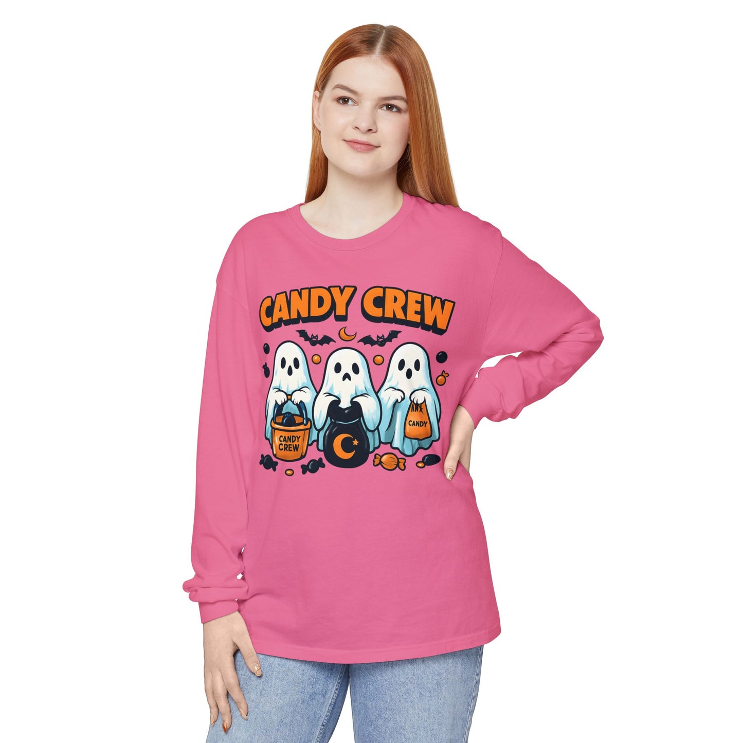 Halloween Ghosts Candy Crew Long Sleeve T-Shirt
