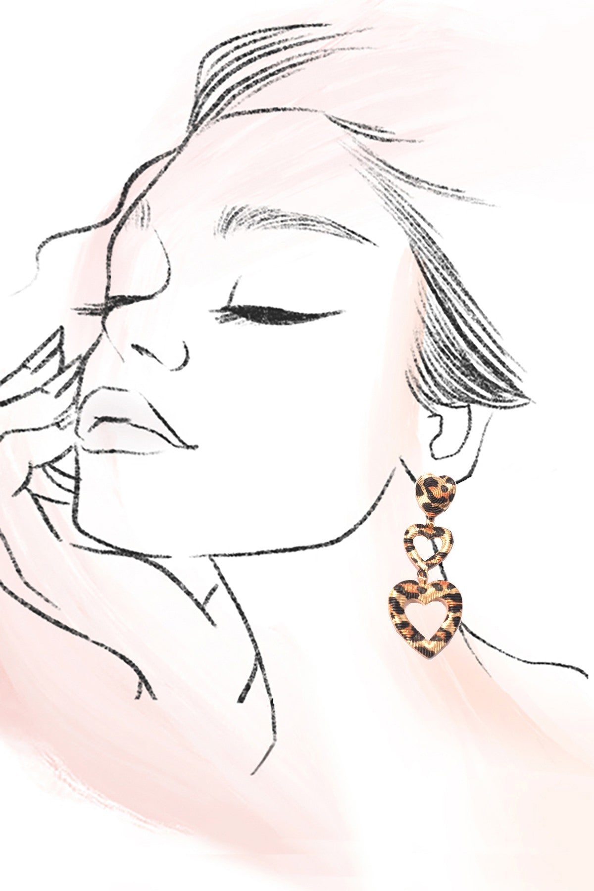Leopard Heart Drop Earrings