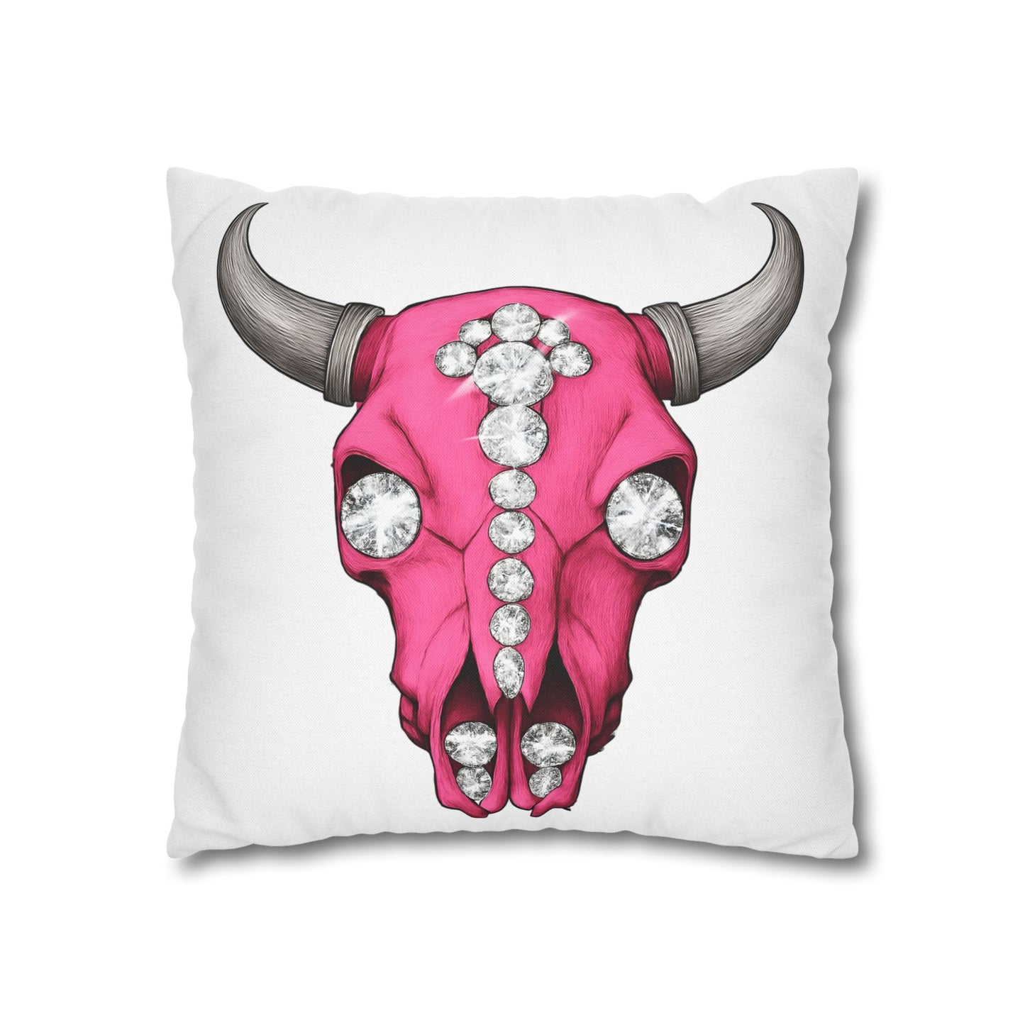 Stylish Pink Skull Pillowcase - Chic Home Decor, Western Vibe, Gifts for Cowgirls, Unique Accent for Living Room, Decorative Cushion Cover