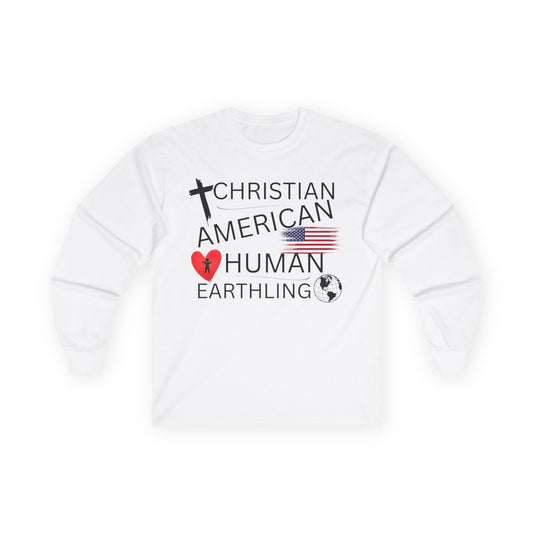 Christian American Human Earthling Long Sleeve T-Shirt
