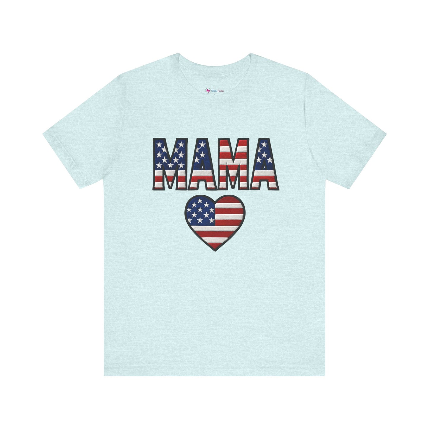USA FLAG MAMA HEART T-SHIRT