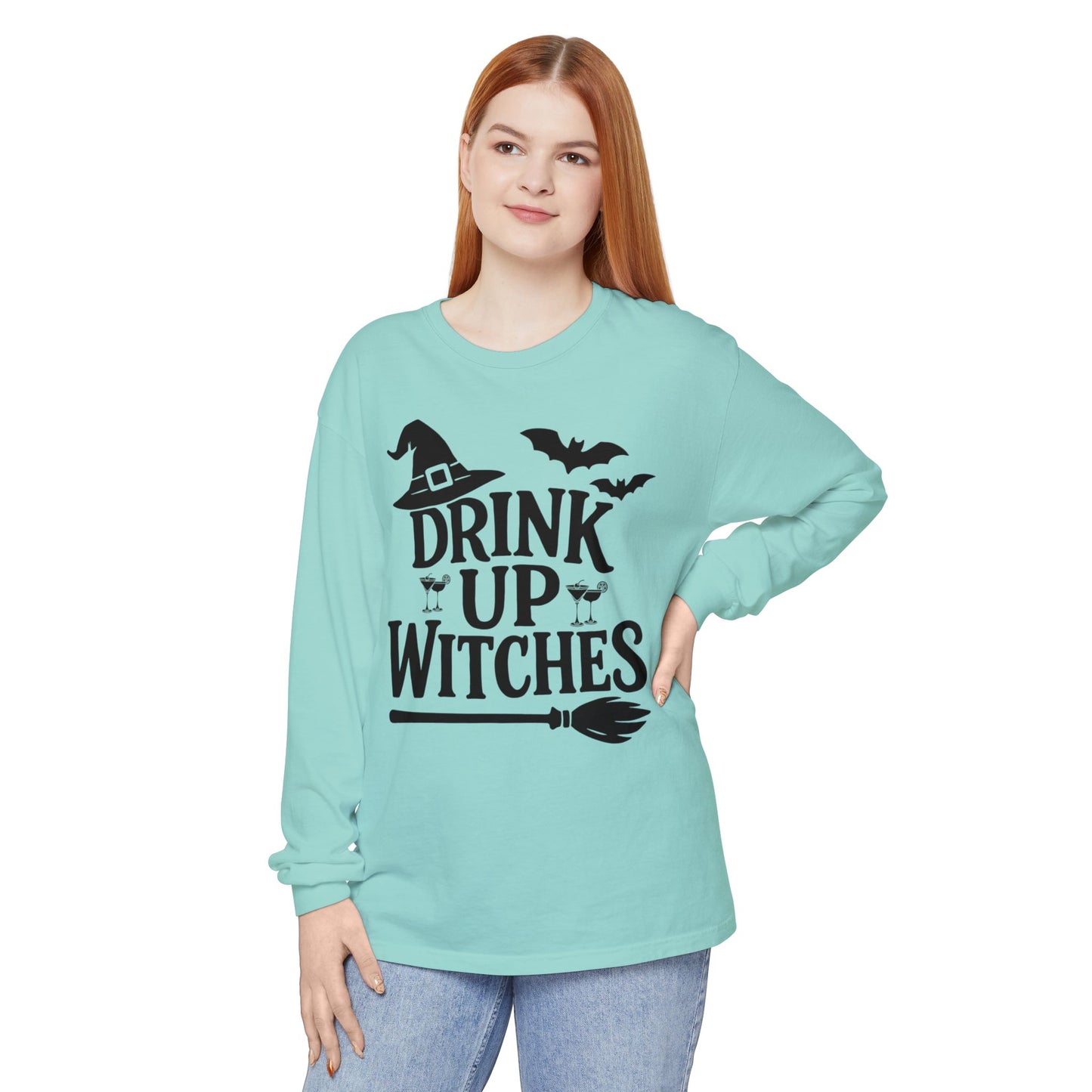 Funny Halloween Long Sleeve T-Shirt - Drink Up Witches