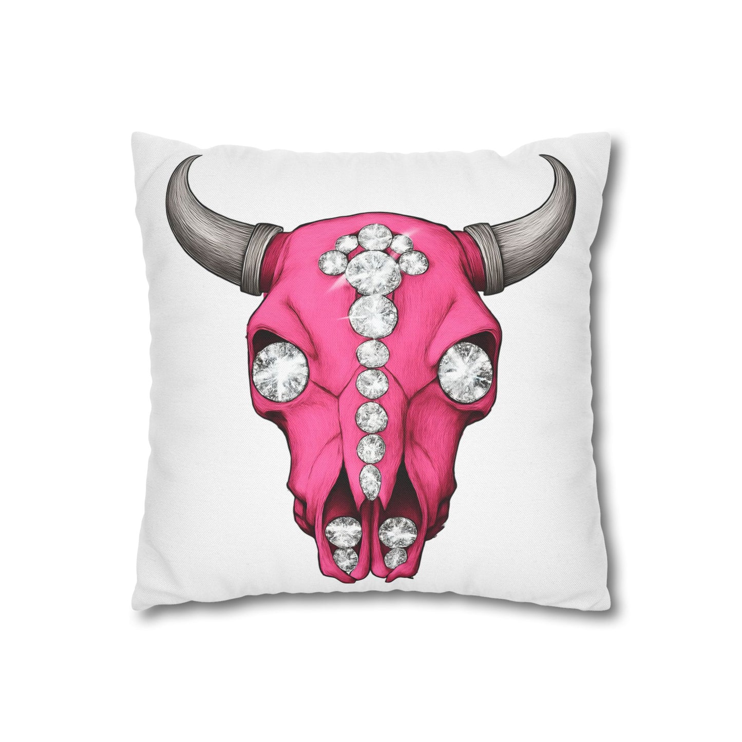 Stylish Pink Skull Pillowcase - Chic Home Decor, Western Vibe, Gifts for Cowgirls, Unique Accent for Living Room, Decorative Cushion Cover