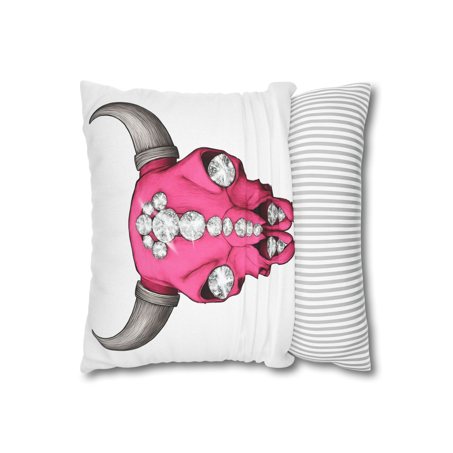 Stylish Pink Skull Pillowcase - Chic Home Decor, Western Vibe, Gifts for Cowgirls, Unique Accent for Living Room, Decorative Cushion Cover