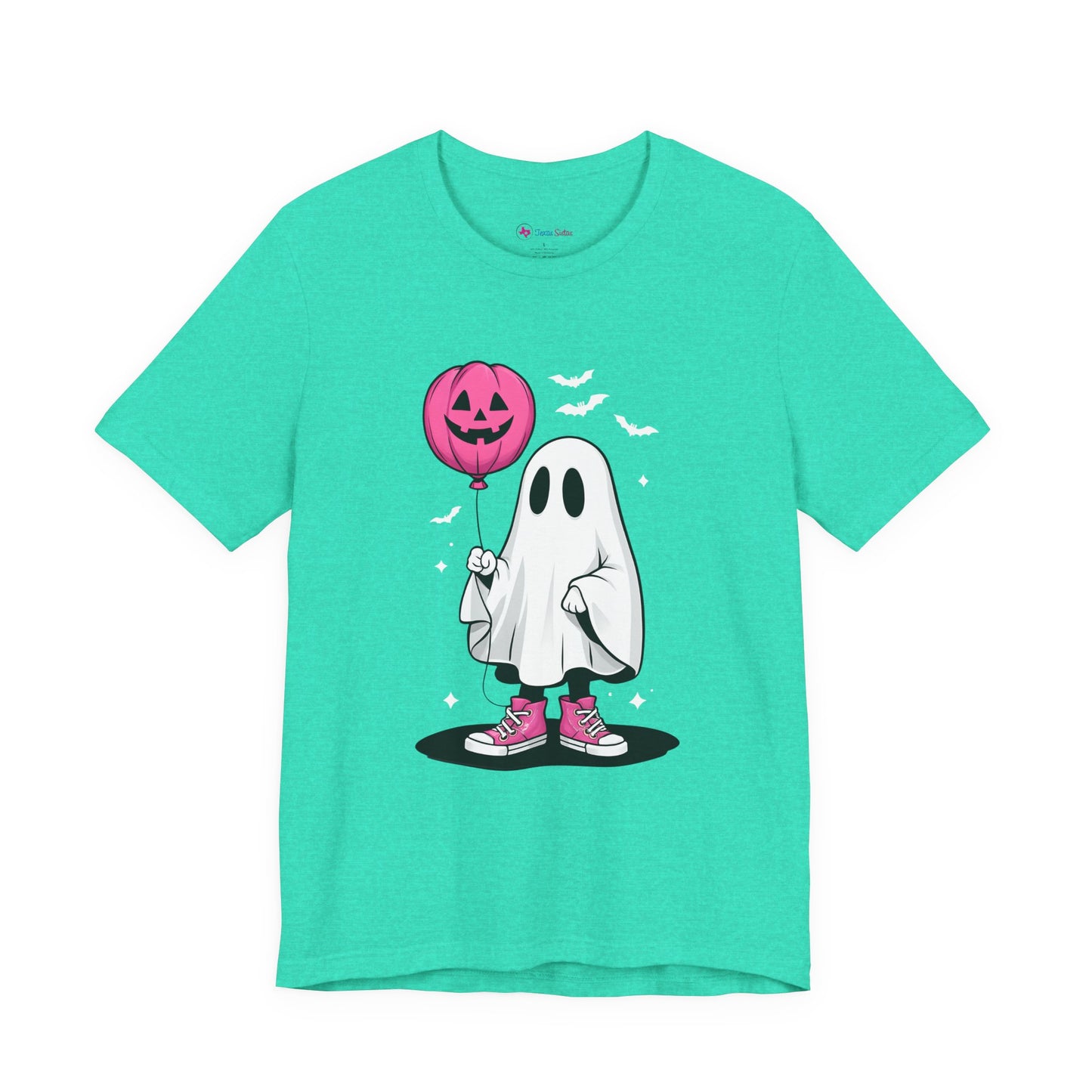 Ghost Tee with Pink Hightops and Pumpkin Balloon