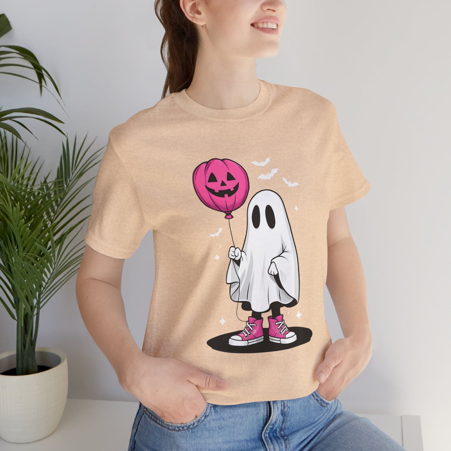Ghost Tee with Pink Hightops and Pumpkin Balloon