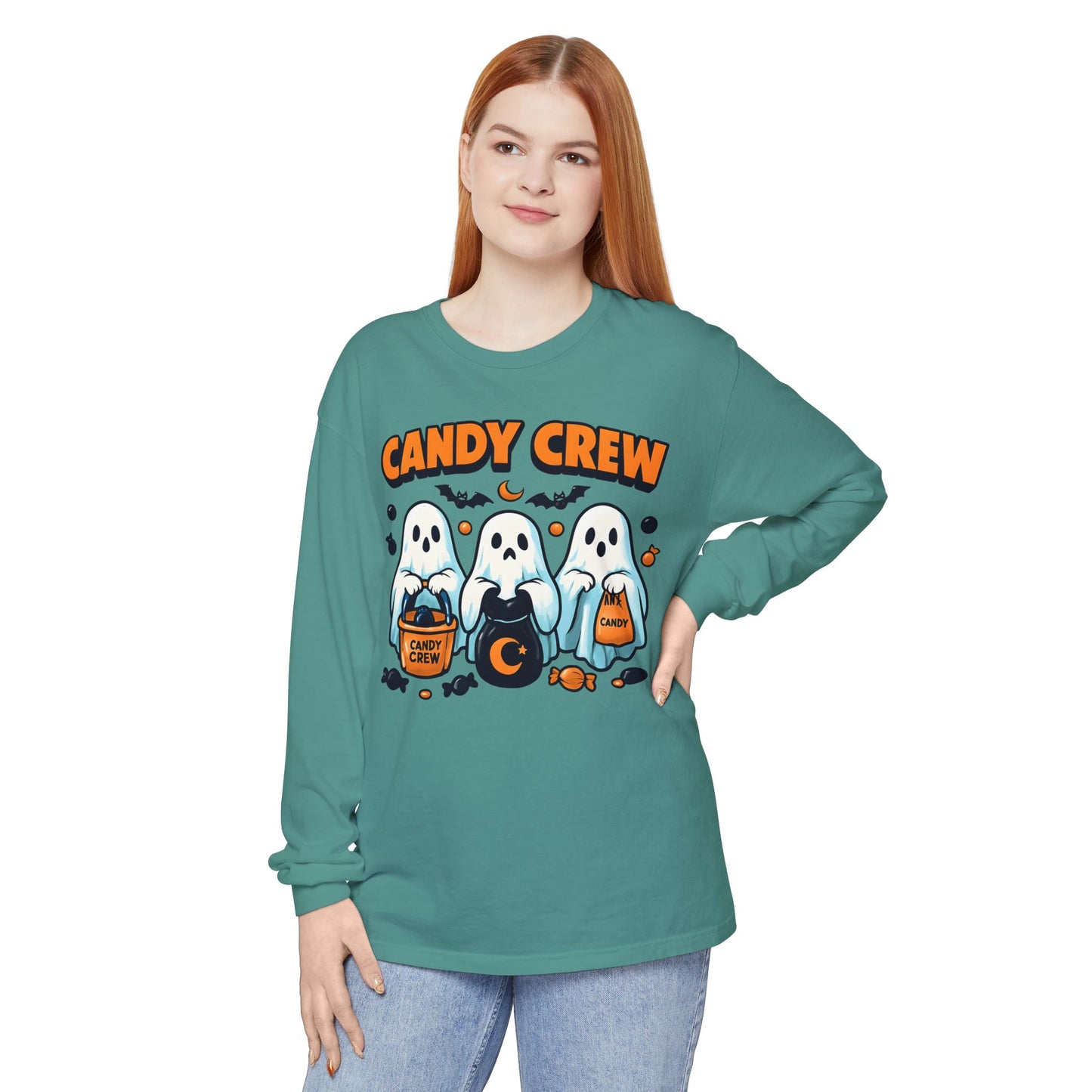 Halloween Ghosts Candy Crew Long Sleeve T-Shirt