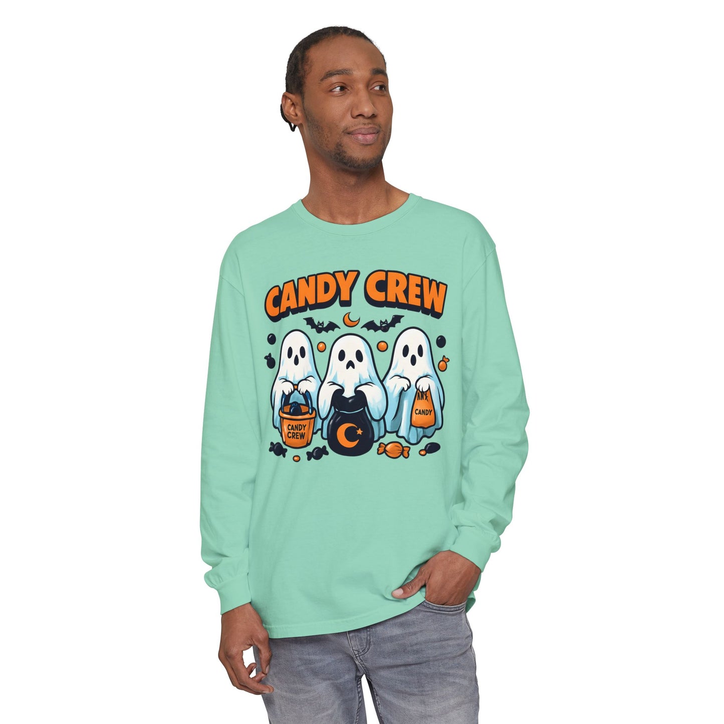 Halloween Ghosts Candy Crew Long Sleeve T-Shirt