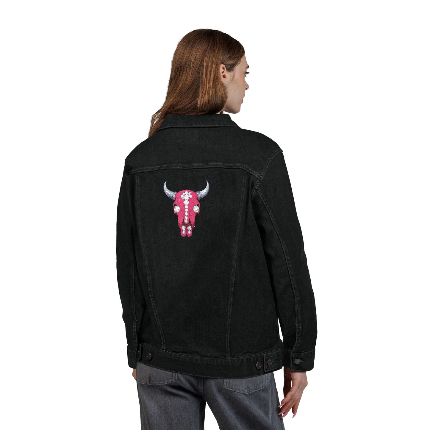 Western Bling Skull Denim Jacket - White, Black or Denim LOVE