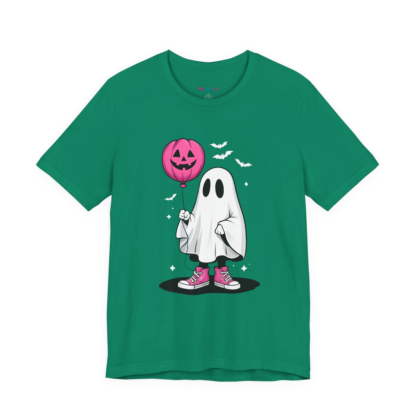 Ghost Tee with Pink Hightops and Pumpkin Balloon