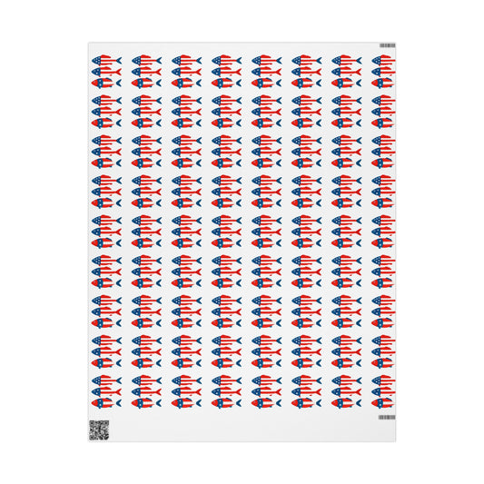 Patriotic Fish Wrapping Paper Roll - Christmas Holidays Anytime Fishing
