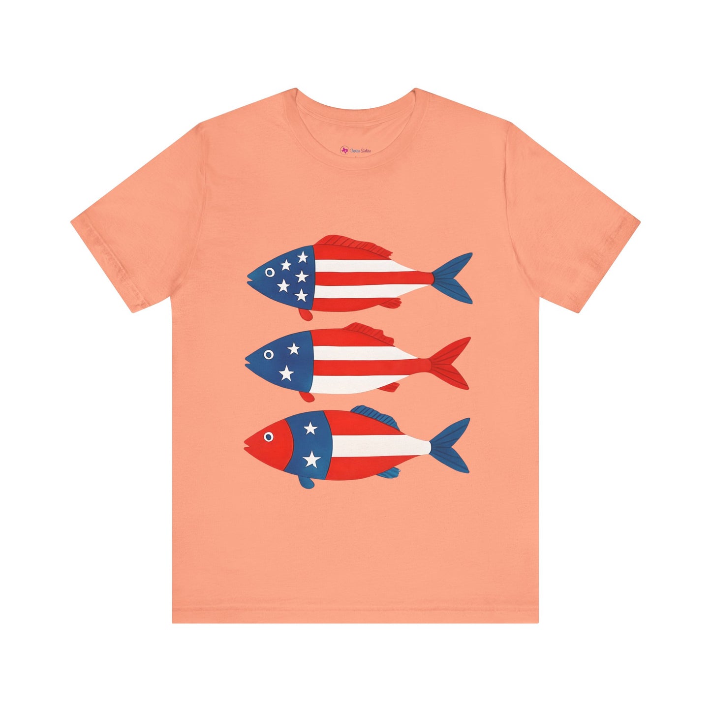 USA Flag Fish Design T-Shirt Unisex