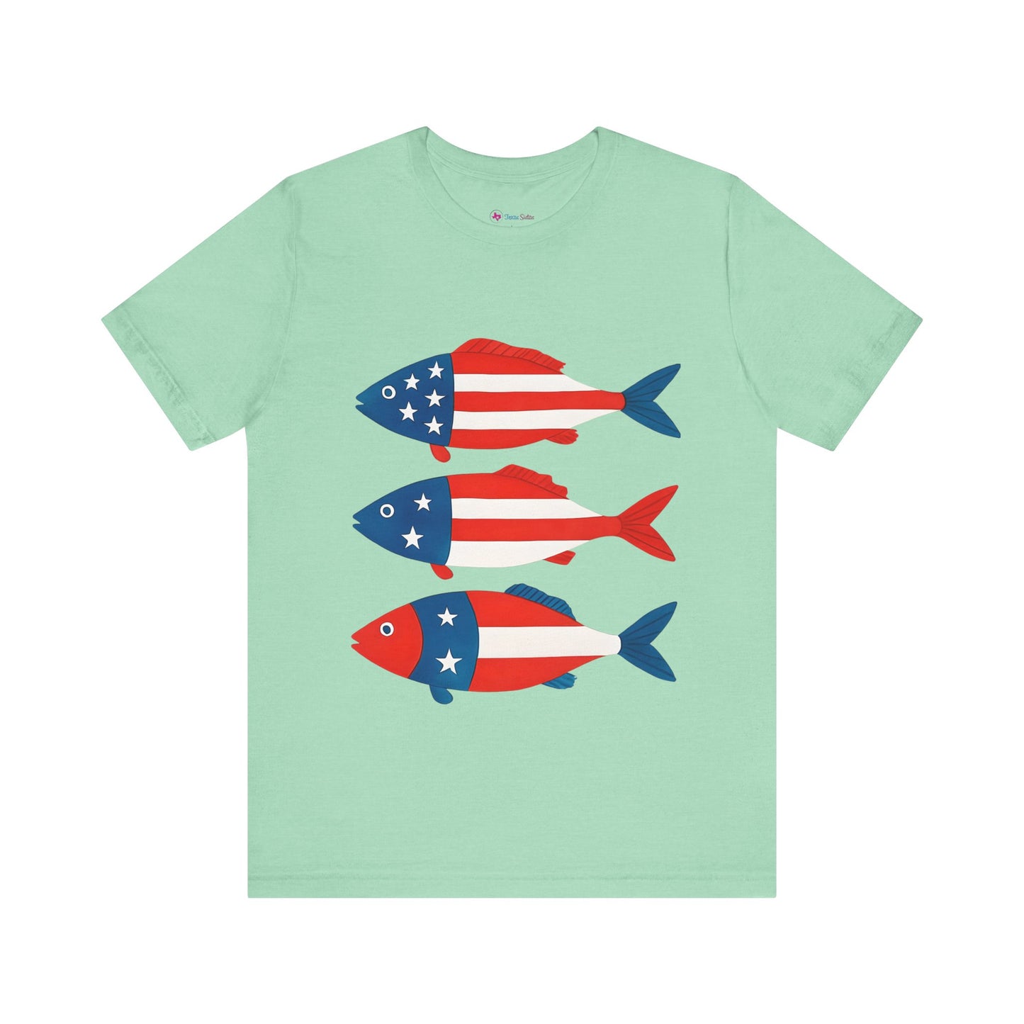 USA Flag Fish Design T-Shirt Unisex