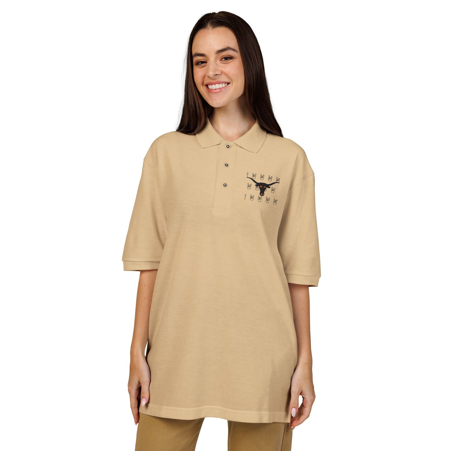 Stylish Unisex Polo Shirt with Unique Longhorns Hook'em Embroidery