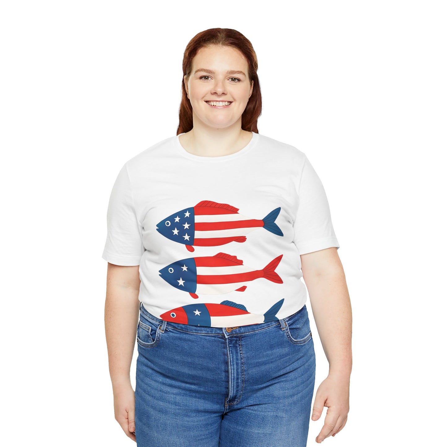 USA Flag Fish Design T-Shirt Unisex