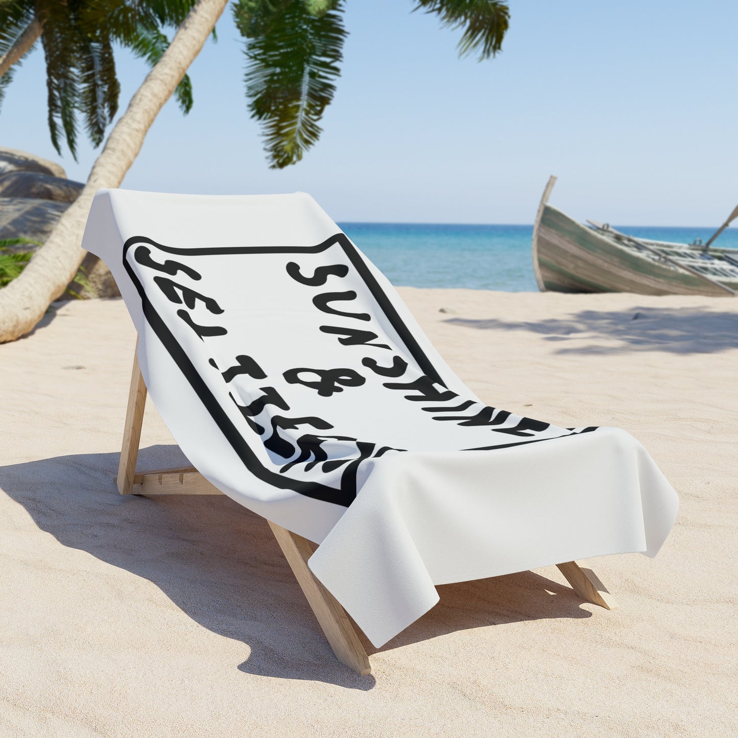 Sunshine & Seltzers Beach Towel — Retro Black Lettering Summer Pool & Beach Towel