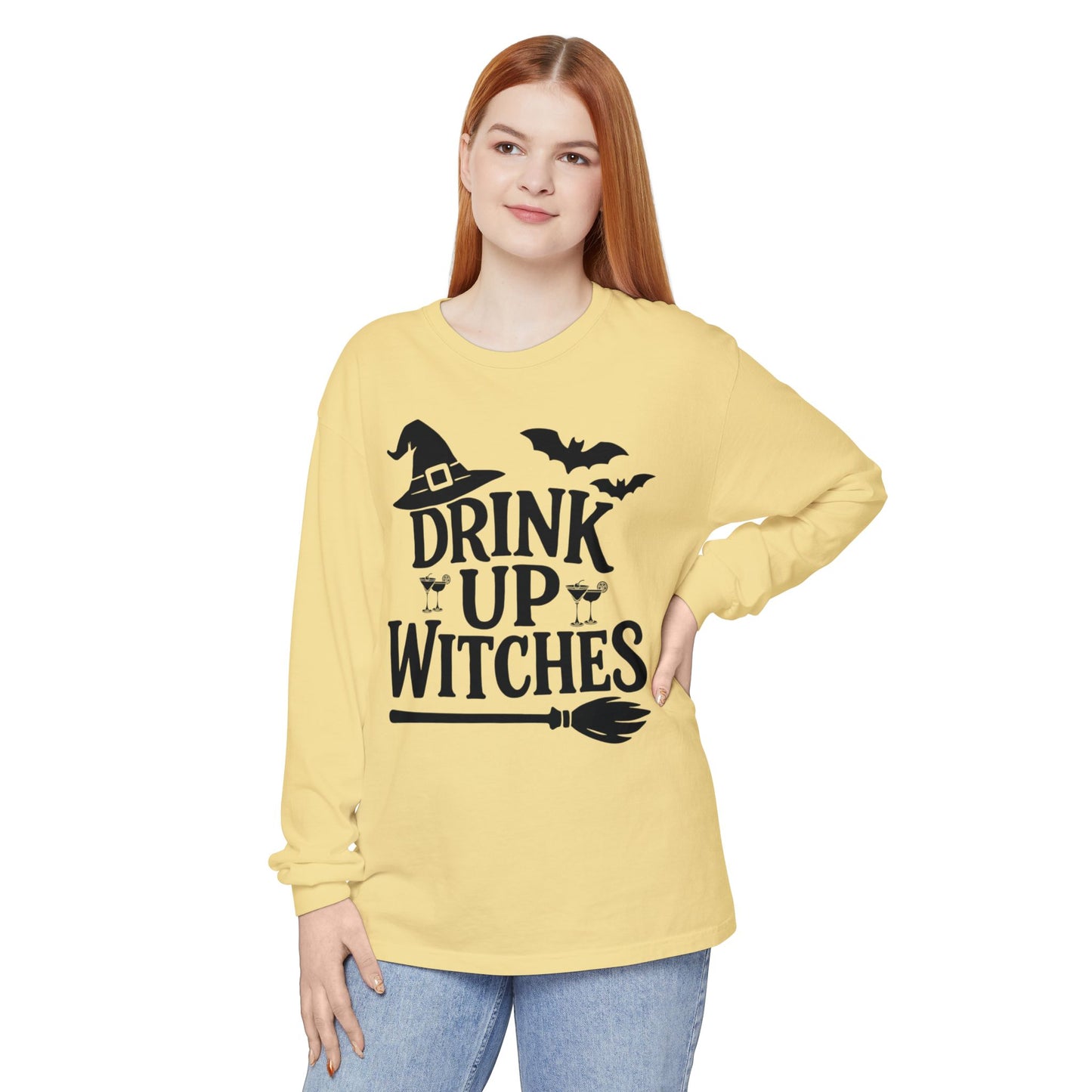 Funny Halloween Long Sleeve T-Shirt - Drink Up Witches