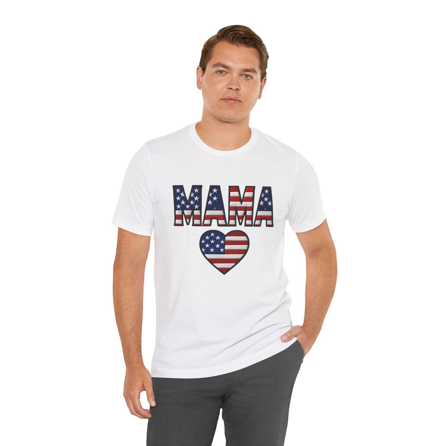 USA FLAG MAMA HEART T-SHIRT