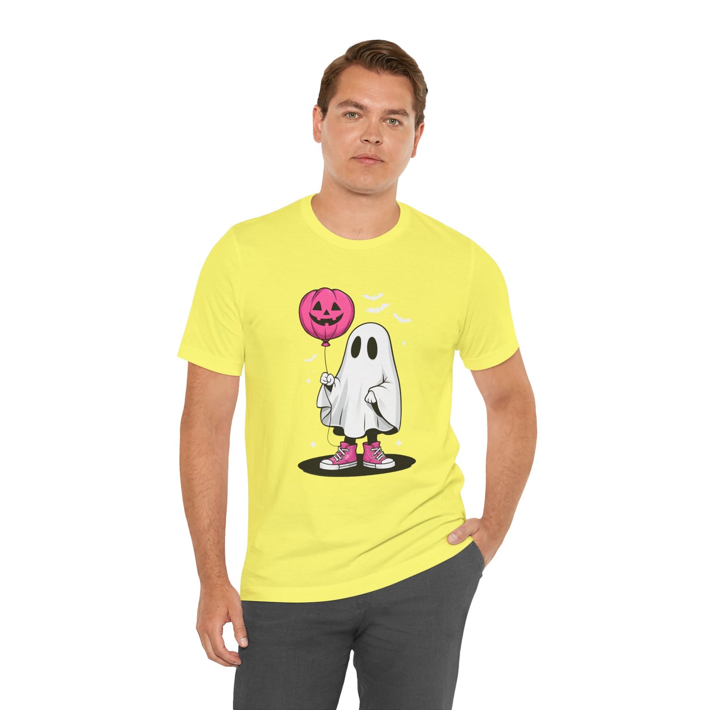 Ghost Tee with Pink Hightops and Pumpkin Balloon