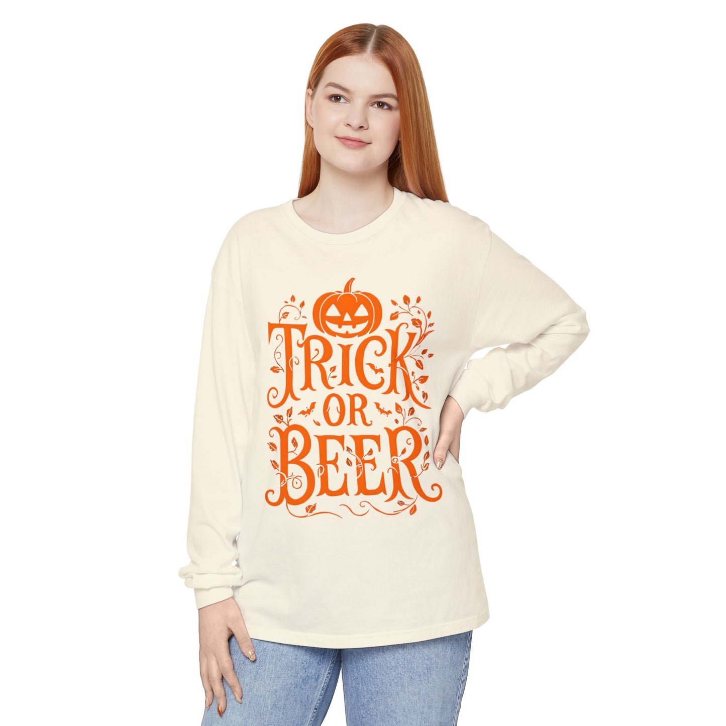 Funny Halloween TRICK OR BEER Long Sleeve T-Shirt