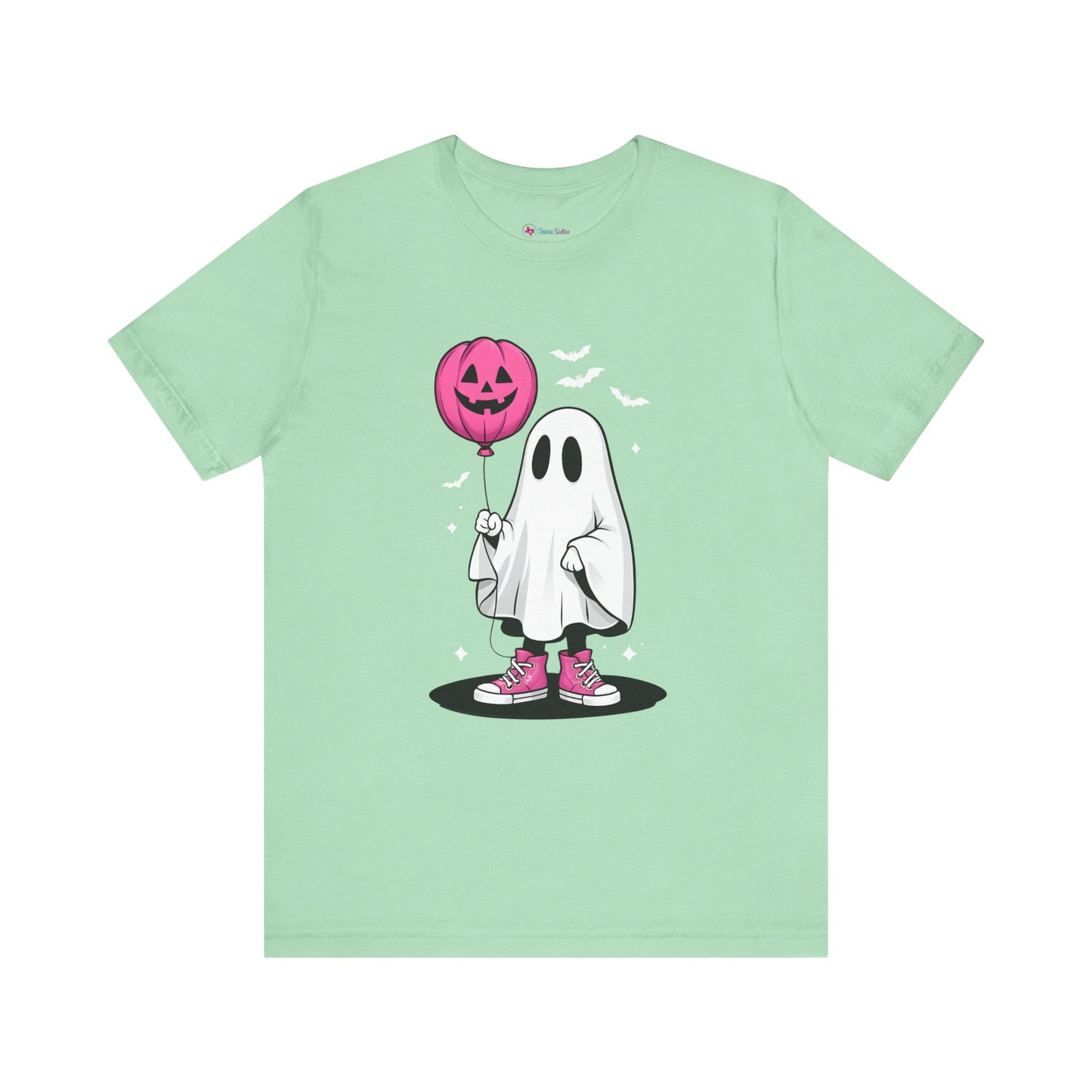 Ghost Tee with Pink Hightops and Pumpkin Balloon