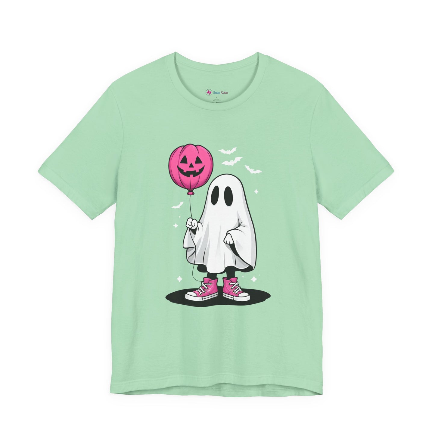 Ghost Tee with Pink Hightops and Pumpkin Balloon