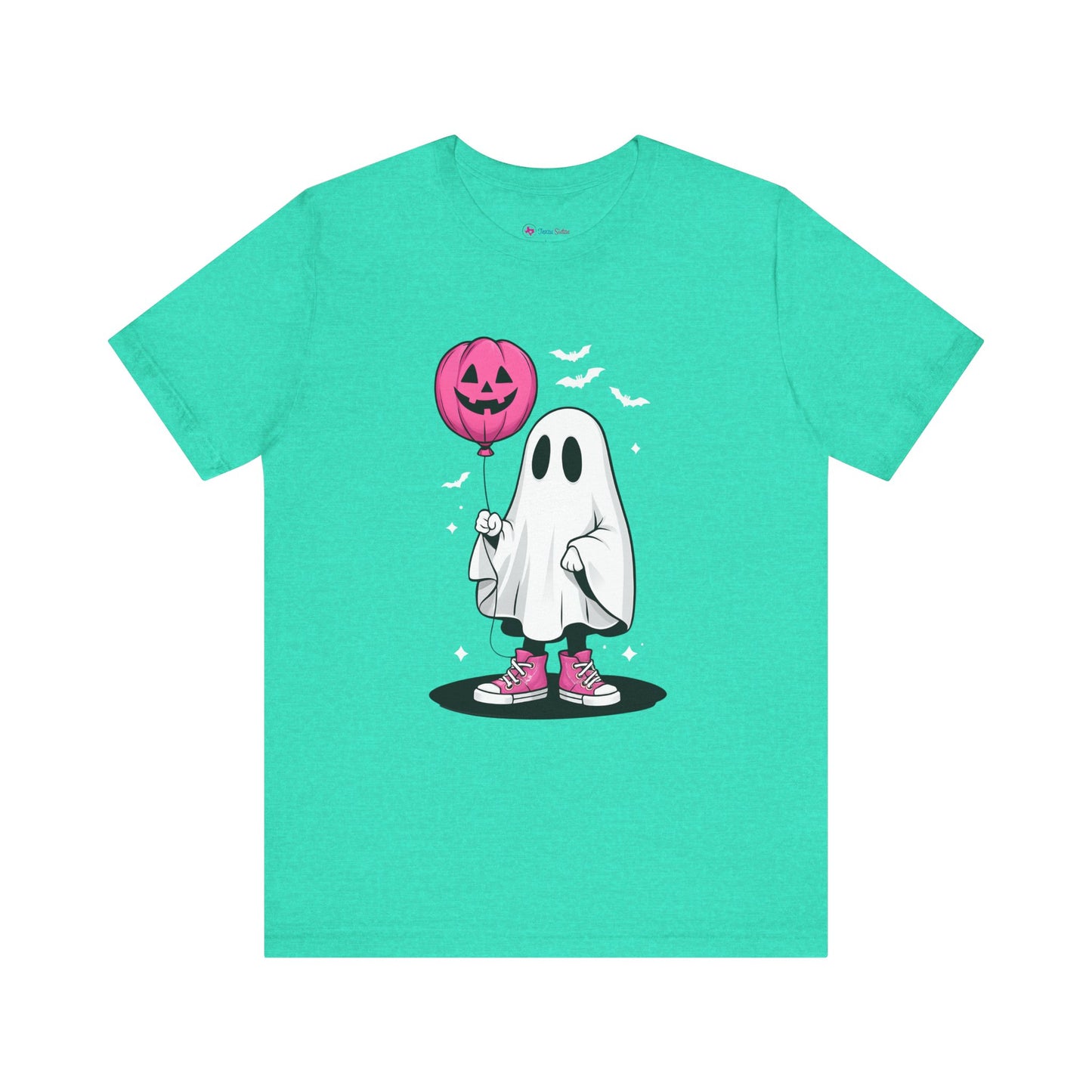 Ghost Tee with Pink Hightops and Pumpkin Balloon