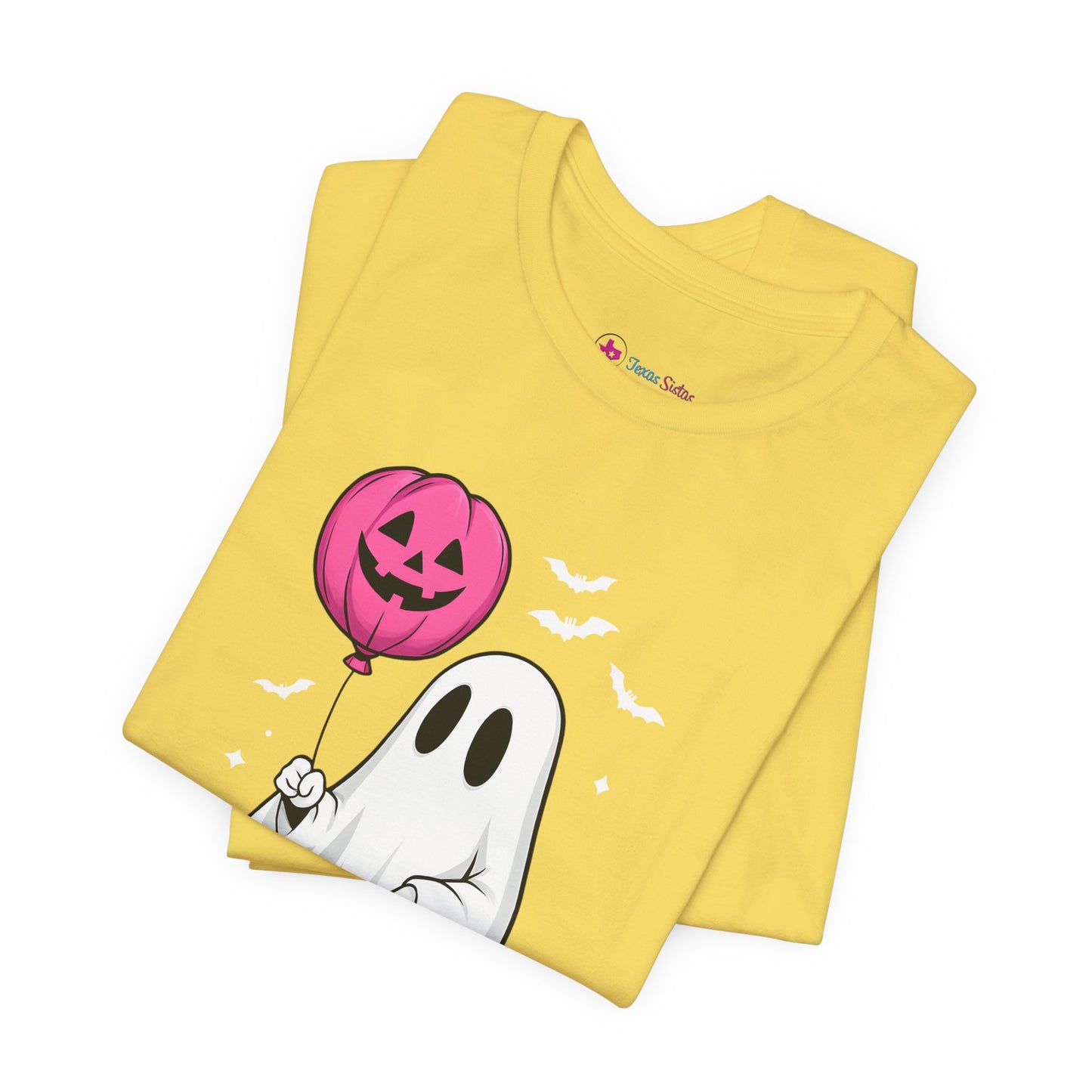 Ghost Tee with Pink Hightops and Pumpkin Balloon