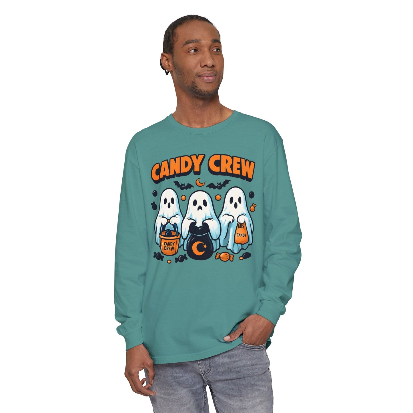 Halloween Ghosts Candy Crew Long Sleeve T-Shirt