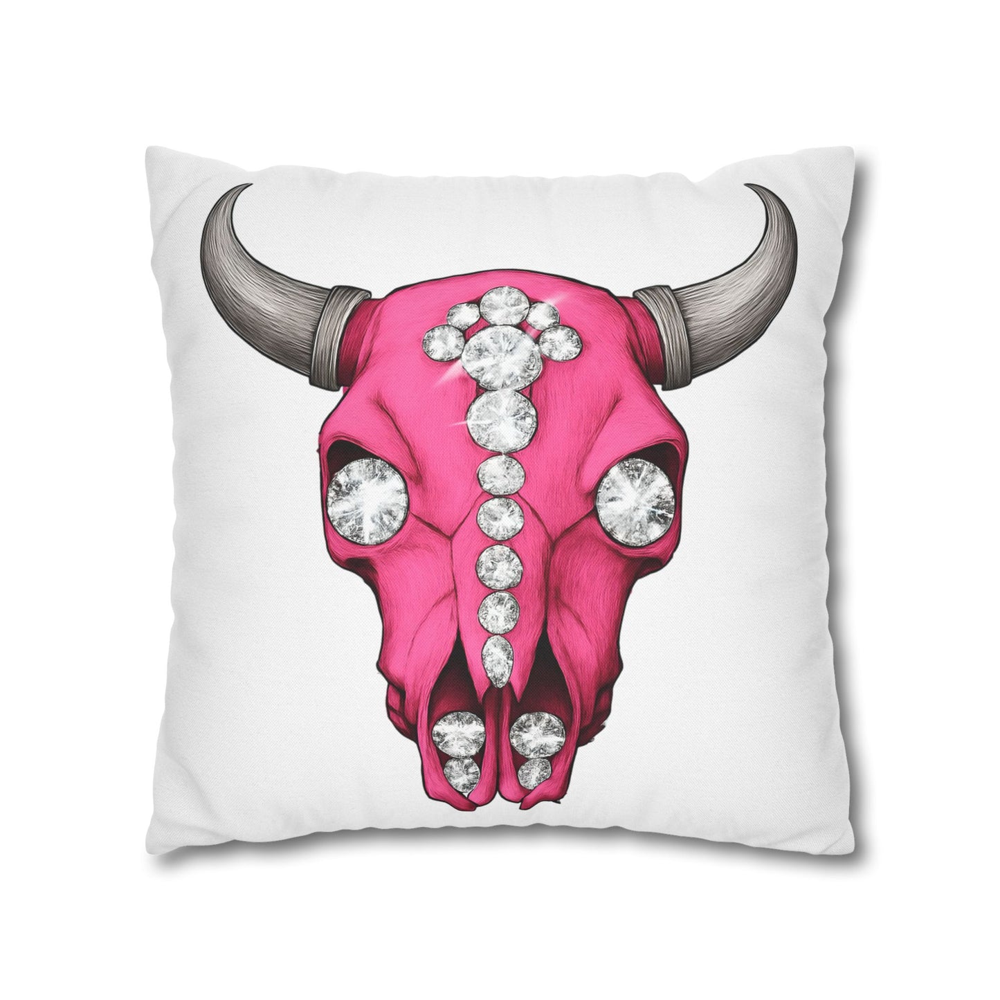 Stylish Pink Skull Pillowcase - Chic Home Decor, Western Vibe, Gifts for Cowgirls, Unique Accent for Living Room, Decorative Cushion Cover