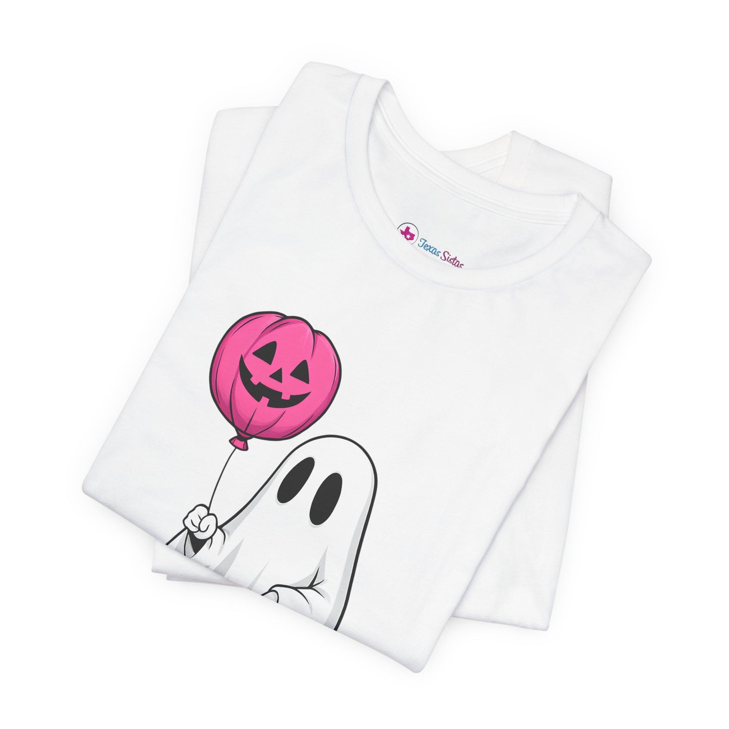 Ghost Tee with Pink Hightops and Pumpkin Balloon
