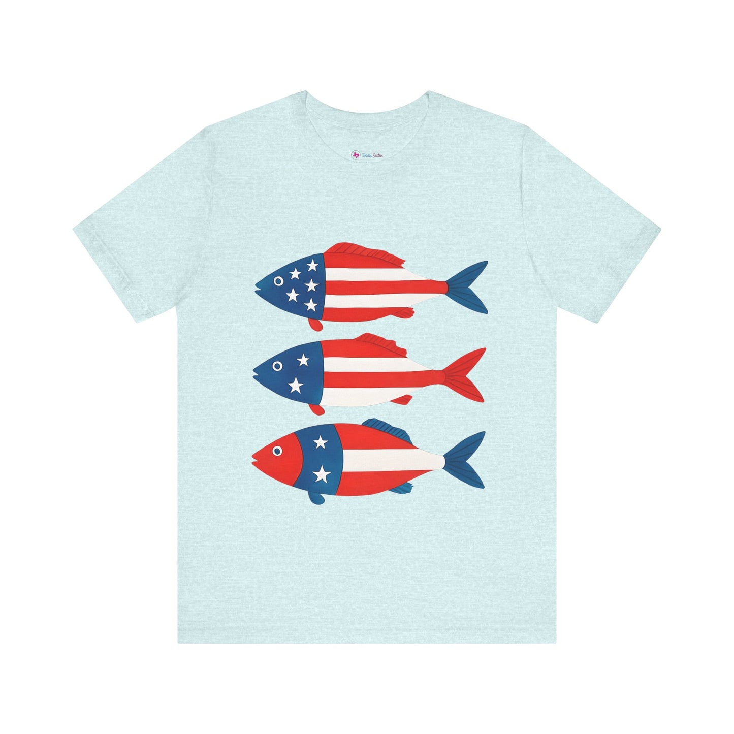 USA Flag Fish Design T-Shirt Unisex