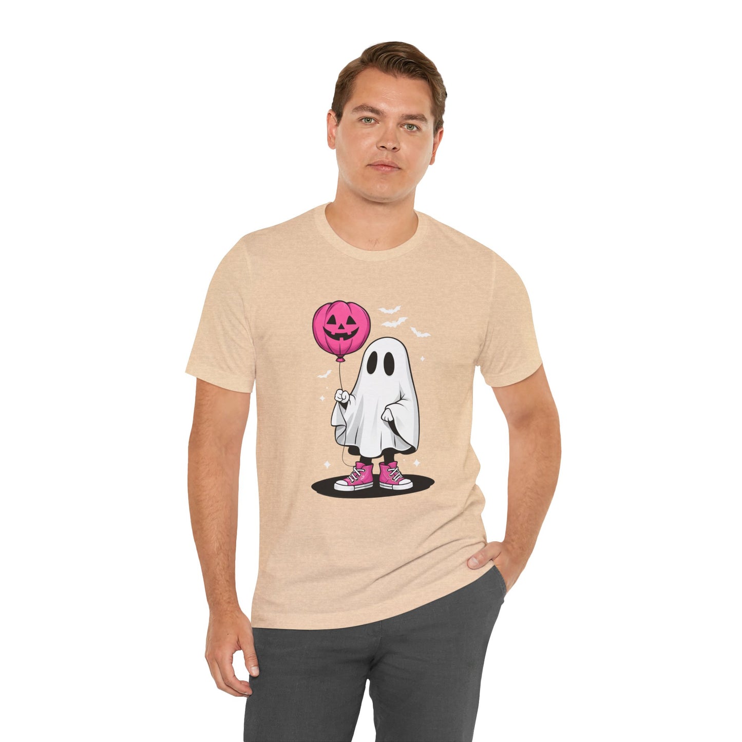 Ghost Tee with Pink Hightops and Pumpkin Balloon
