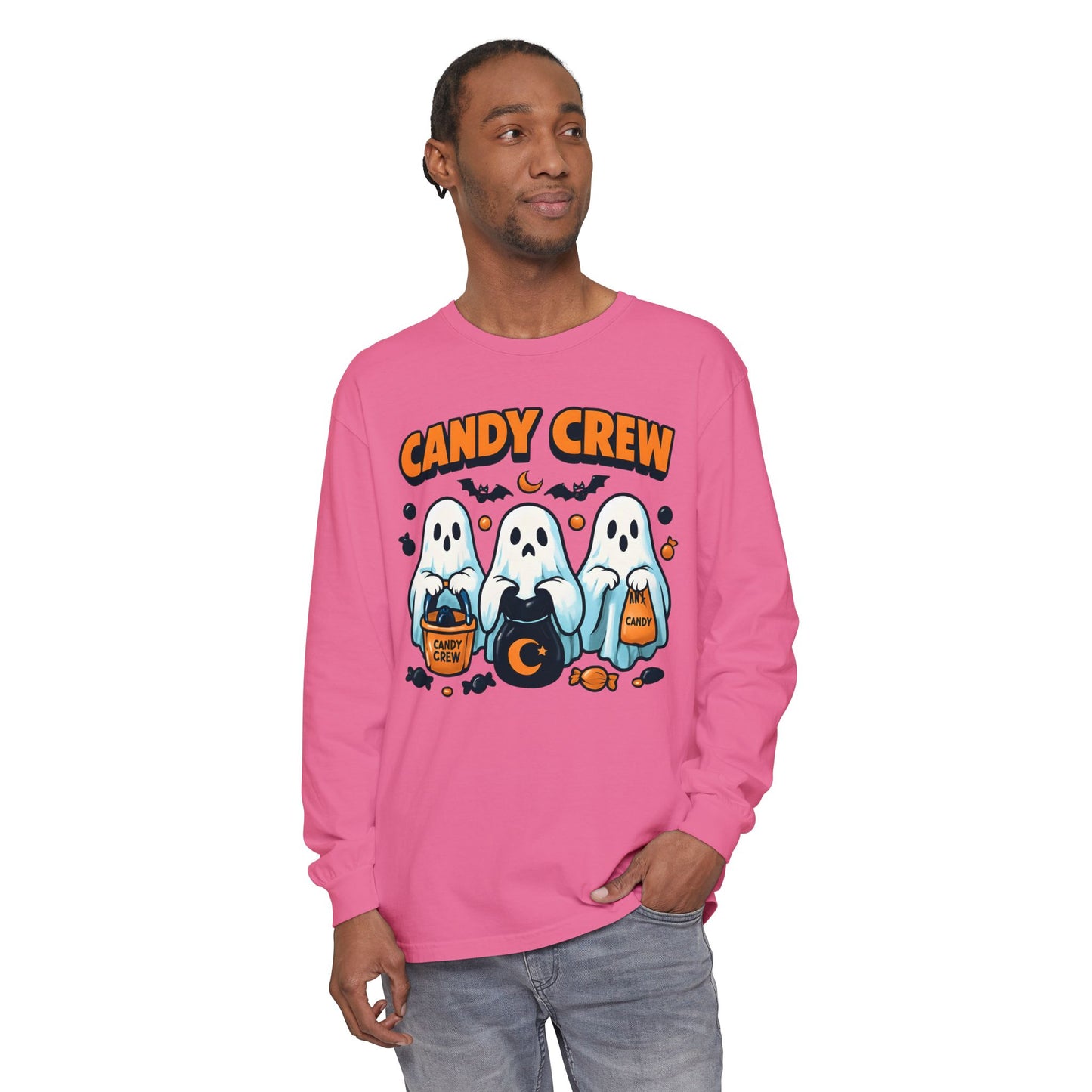 Halloween Ghosts Candy Crew Long Sleeve T-Shirt