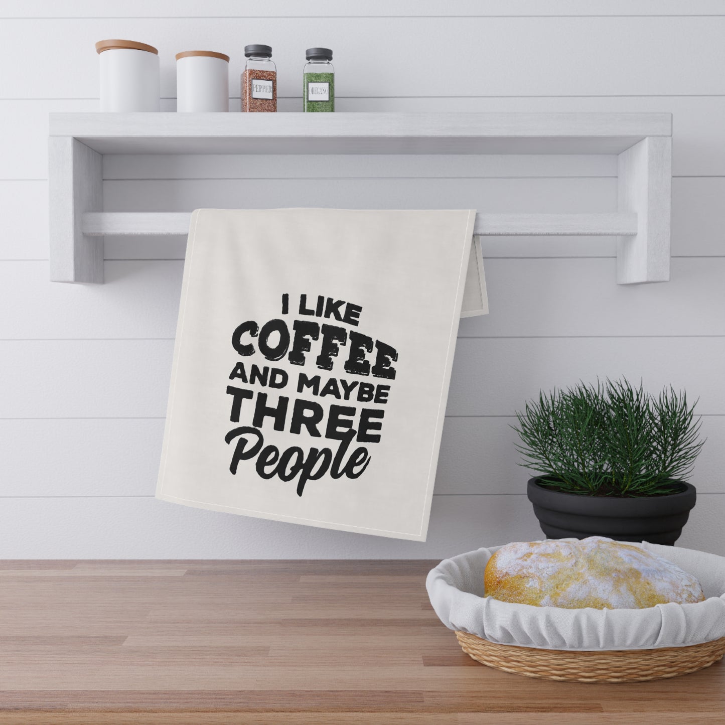I like Coffee and Maybe Three People Tea Towels - Stylish Cotton Kitchen Towels