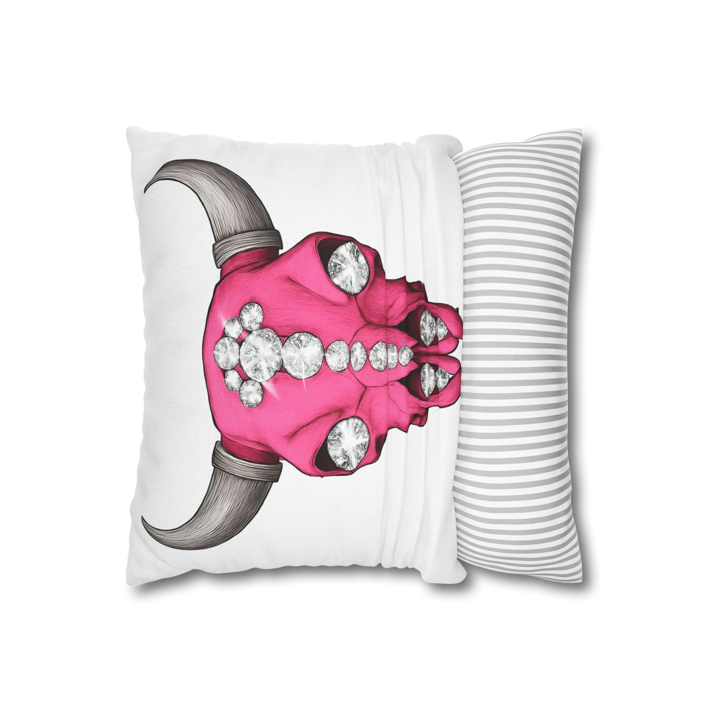 Stylish Pink Skull Pillowcase - Chic Home Decor, Western Vibe, Gifts for Cowgirls, Unique Accent for Living Room, Decorative Cushion Cover