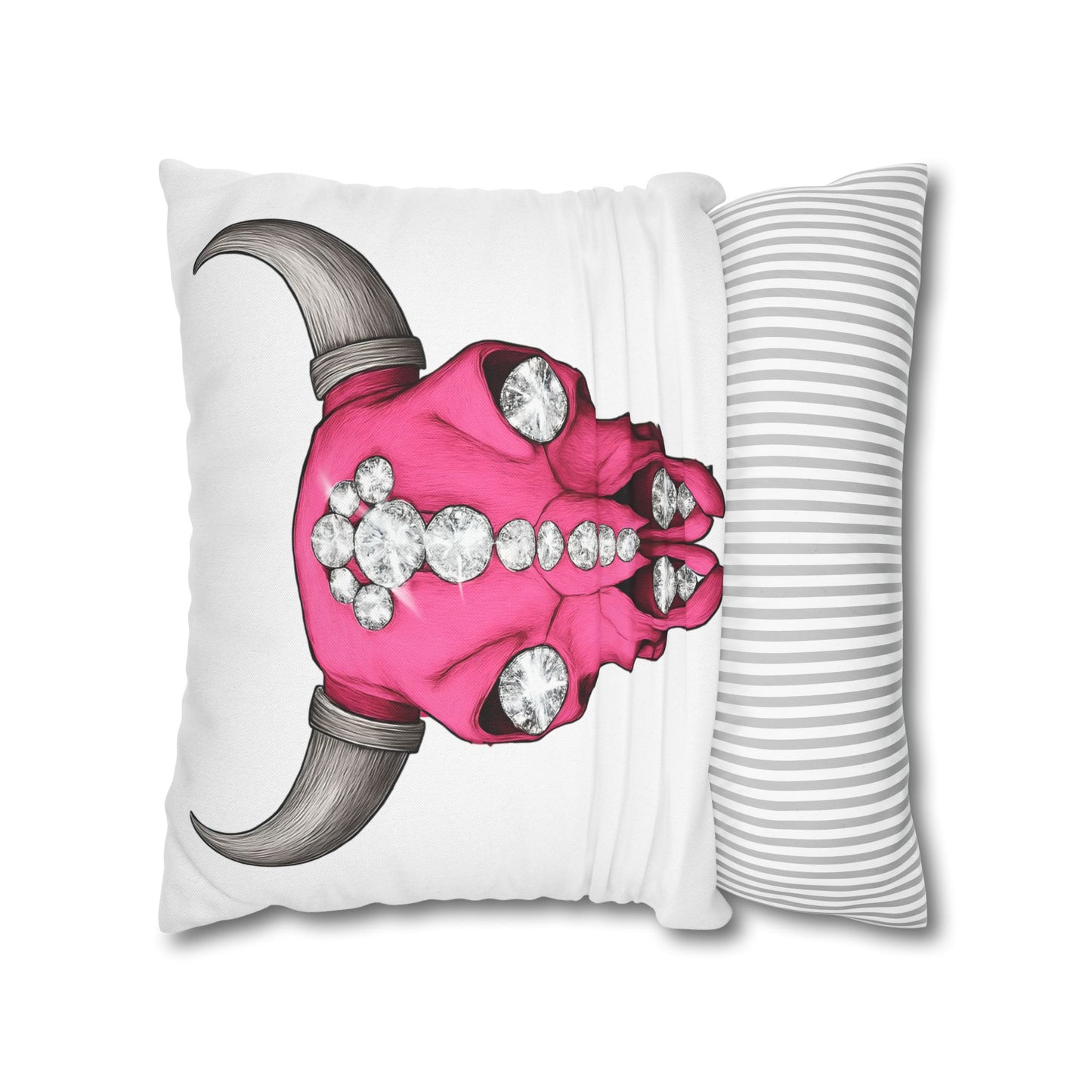 Stylish Pink Skull Pillowcase - Chic Home Decor, Western Vibe, Gifts for Cowgirls, Unique Accent for Living Room, Decorative Cushion Cover
