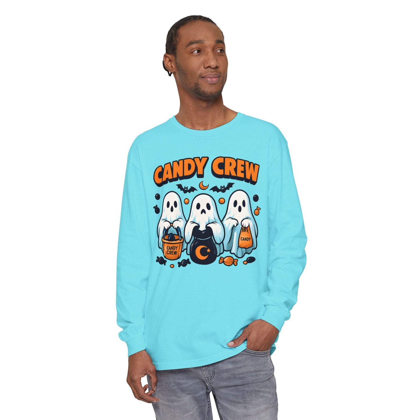 Halloween Ghosts Candy Crew Long Sleeve T-Shirt