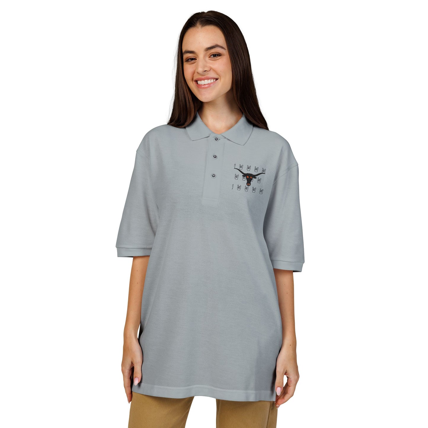 Stylish Unisex Polo Shirt with Unique Longhorns Hook'em Embroidery