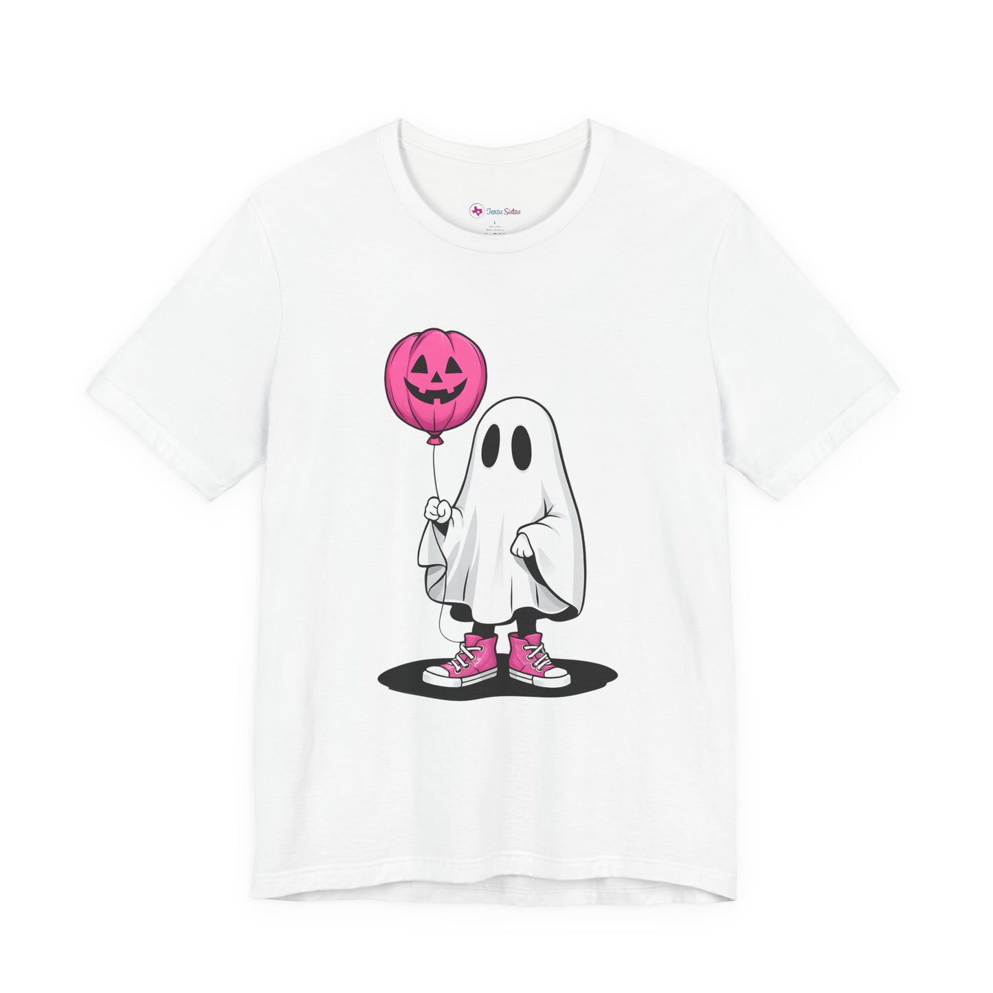 Ghost Tee with Pink Hightops and Pumpkin Balloon