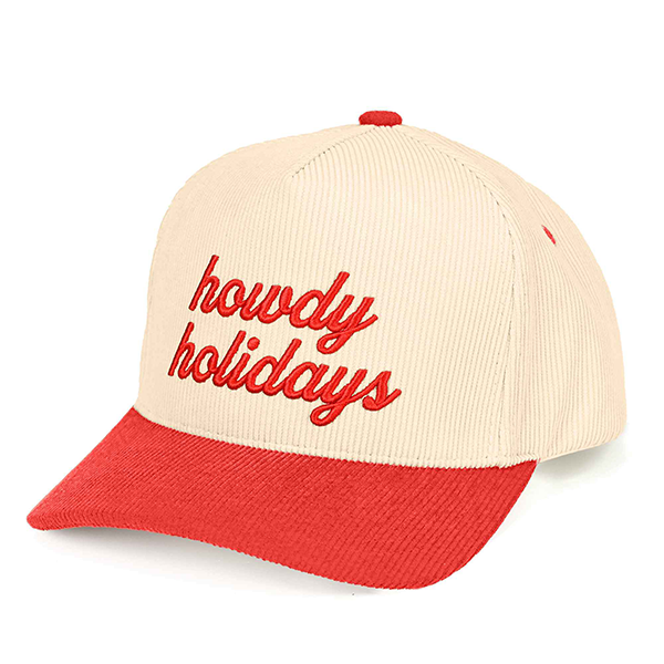 CHRISTmas Howdy Holidays Courdaroy Hats - Red, Black or Green