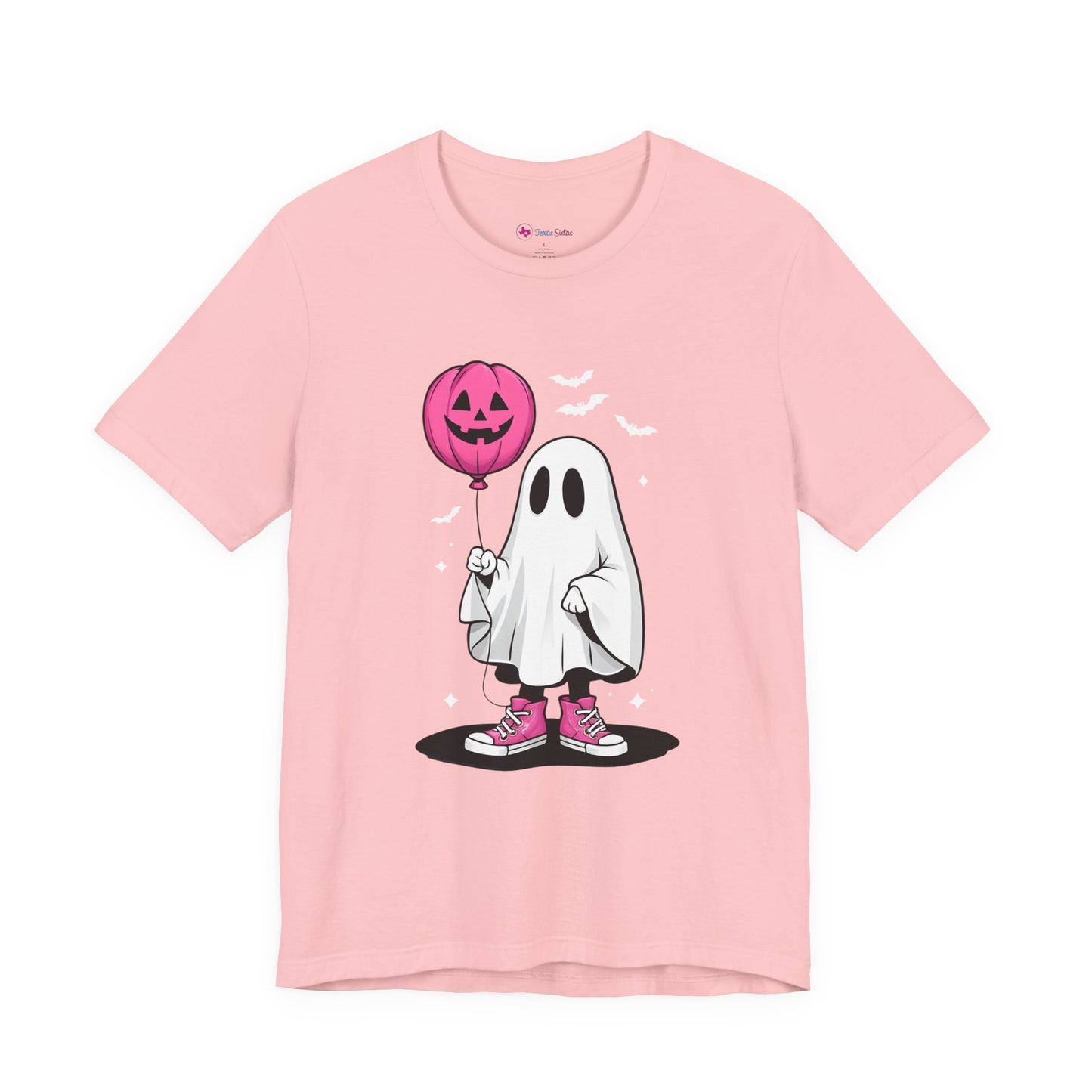 Ghost Tee with Pink Hightops and Pumpkin Balloon