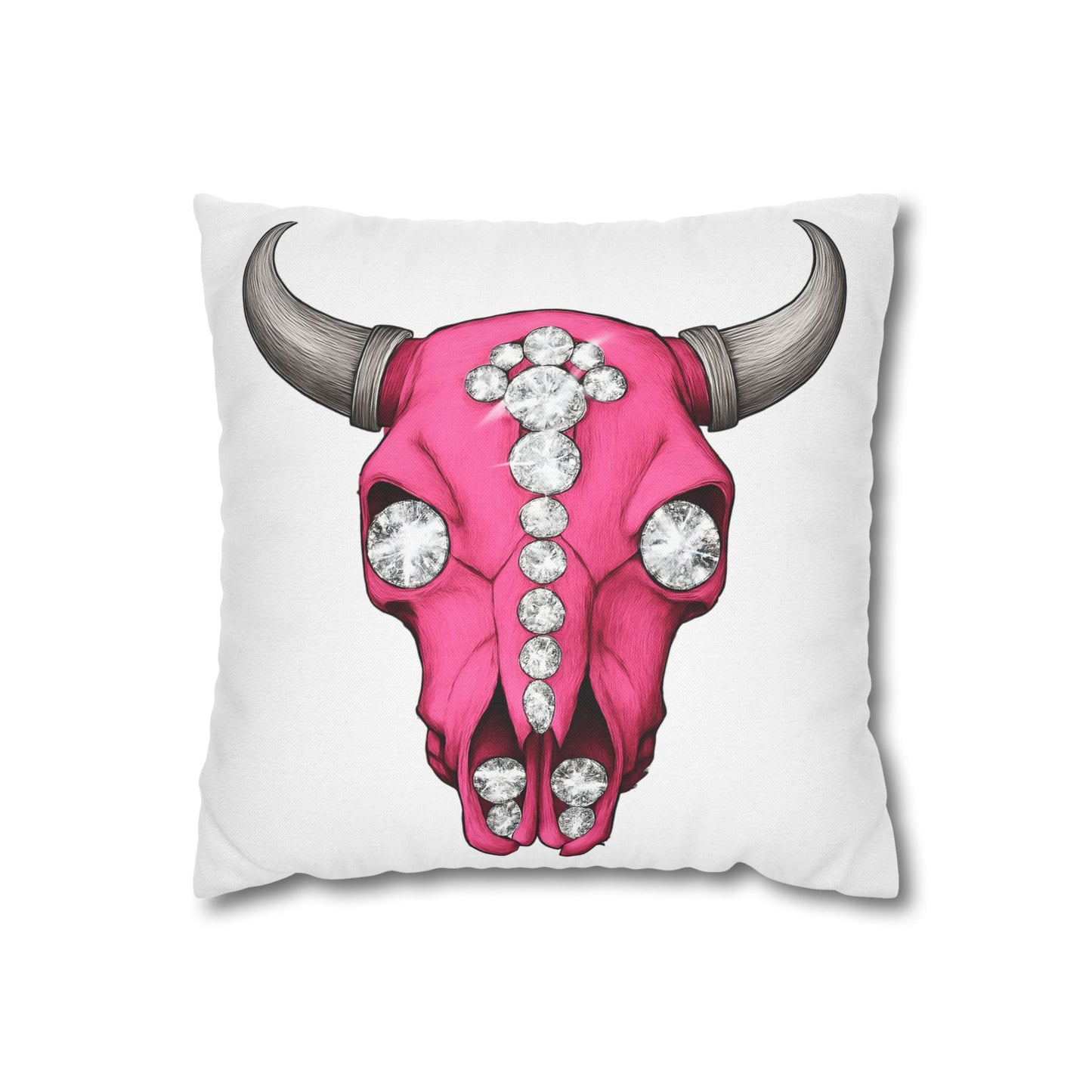Stylish Pink Skull Pillowcase - Chic Home Decor, Western Vibe, Gifts for Cowgirls, Unique Accent for Living Room, Decorative Cushion Cover