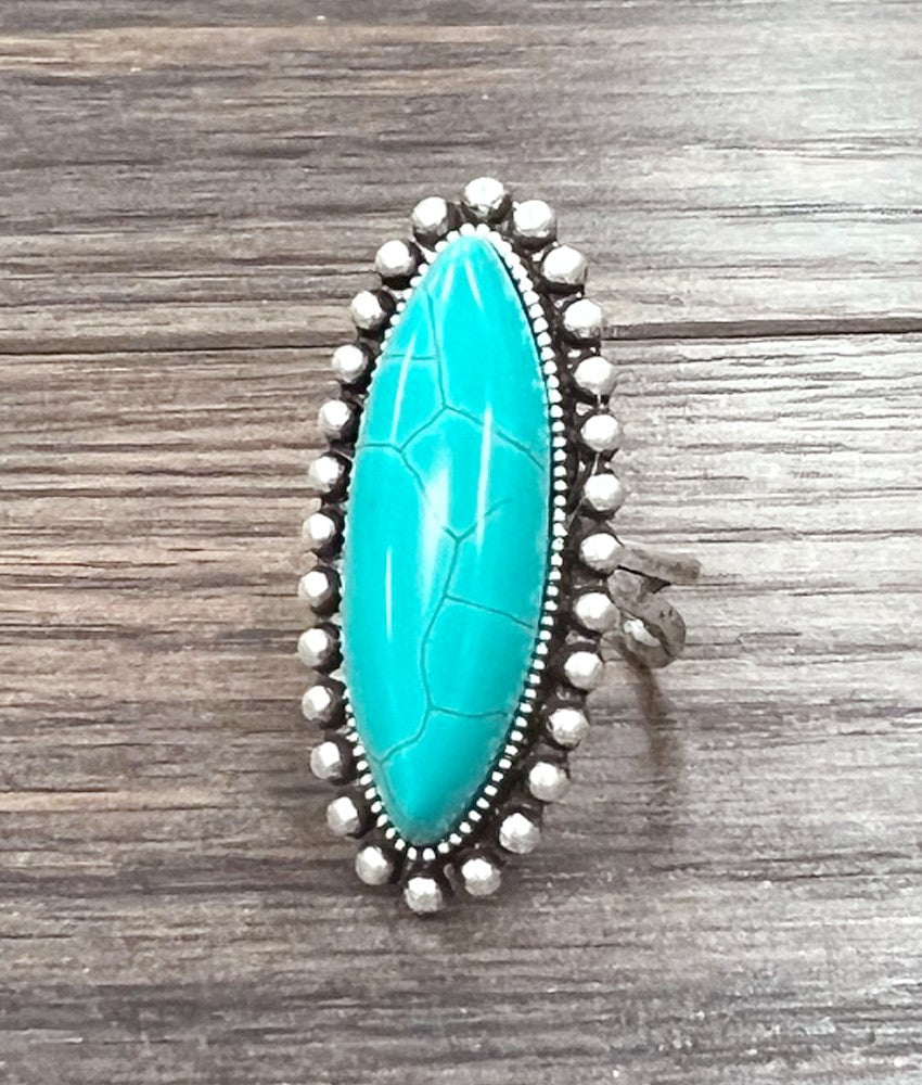 Navajo Turquoise Oval Stone Cuff Ring