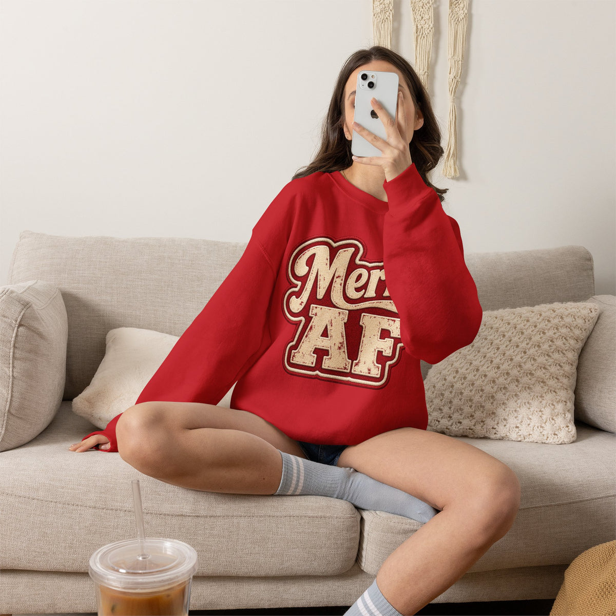 Merry AF Sweatshirt – Funny Retro Holiday Crewneck