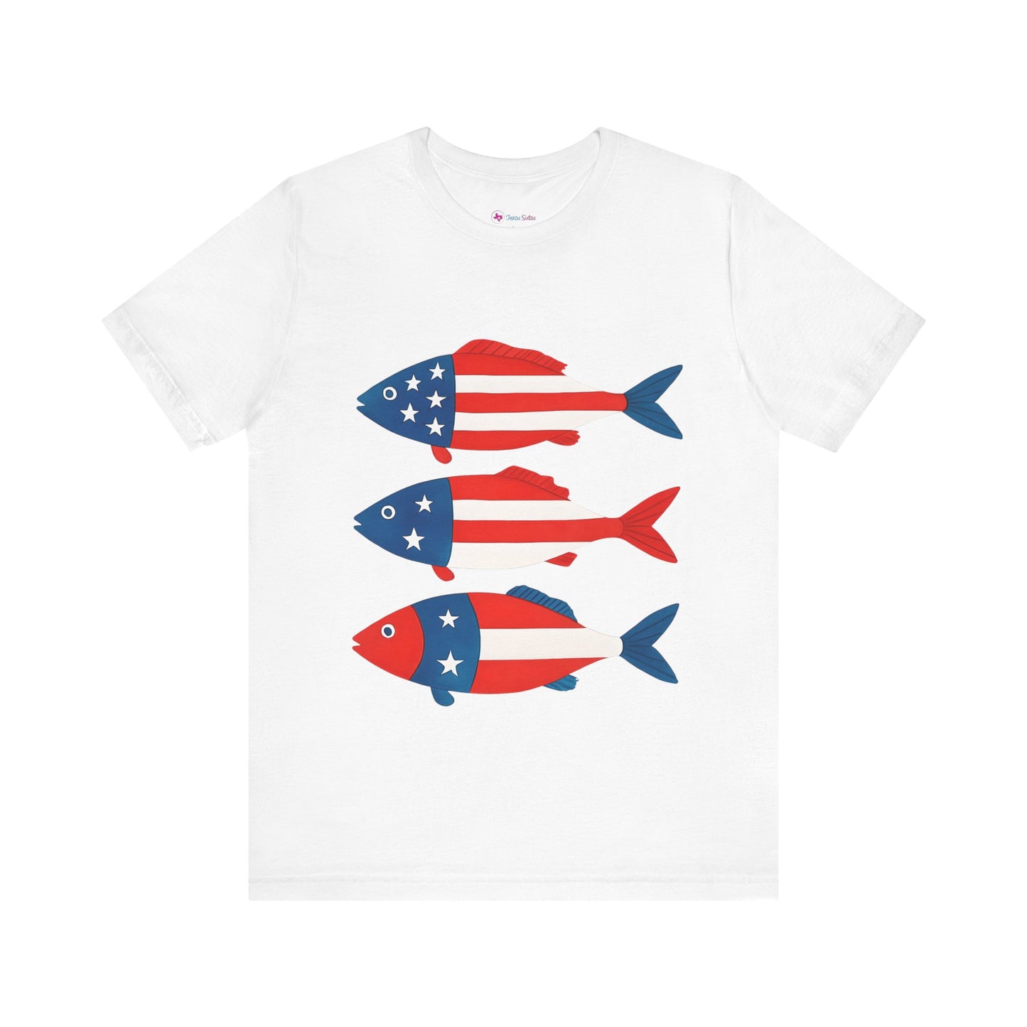 USA Flag Fish Design T-Shirt Unisex