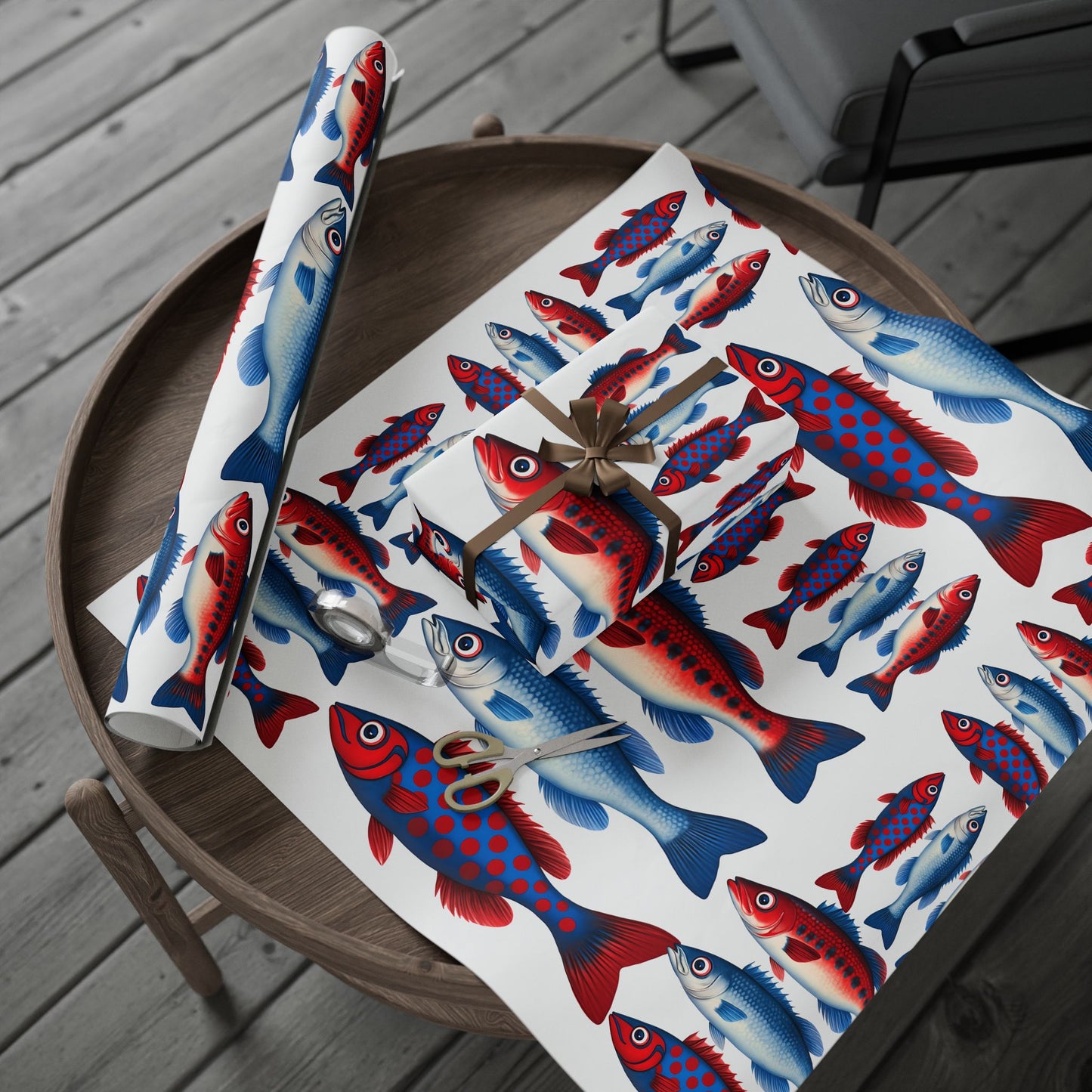 Colorful Fish Wrapping Paper, Festive Gift Wrap for Birthdays, Holidays, Parties, Eco-Friendly, Unique Design