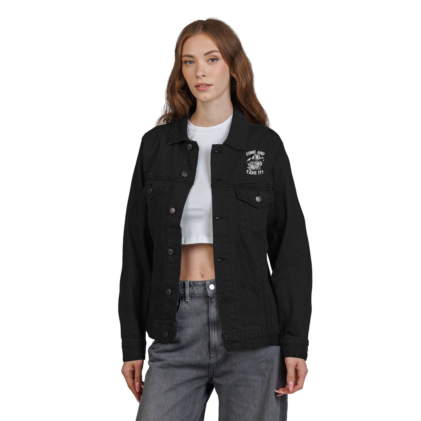 COME and Take IT Denim Jacket - Black or Denim