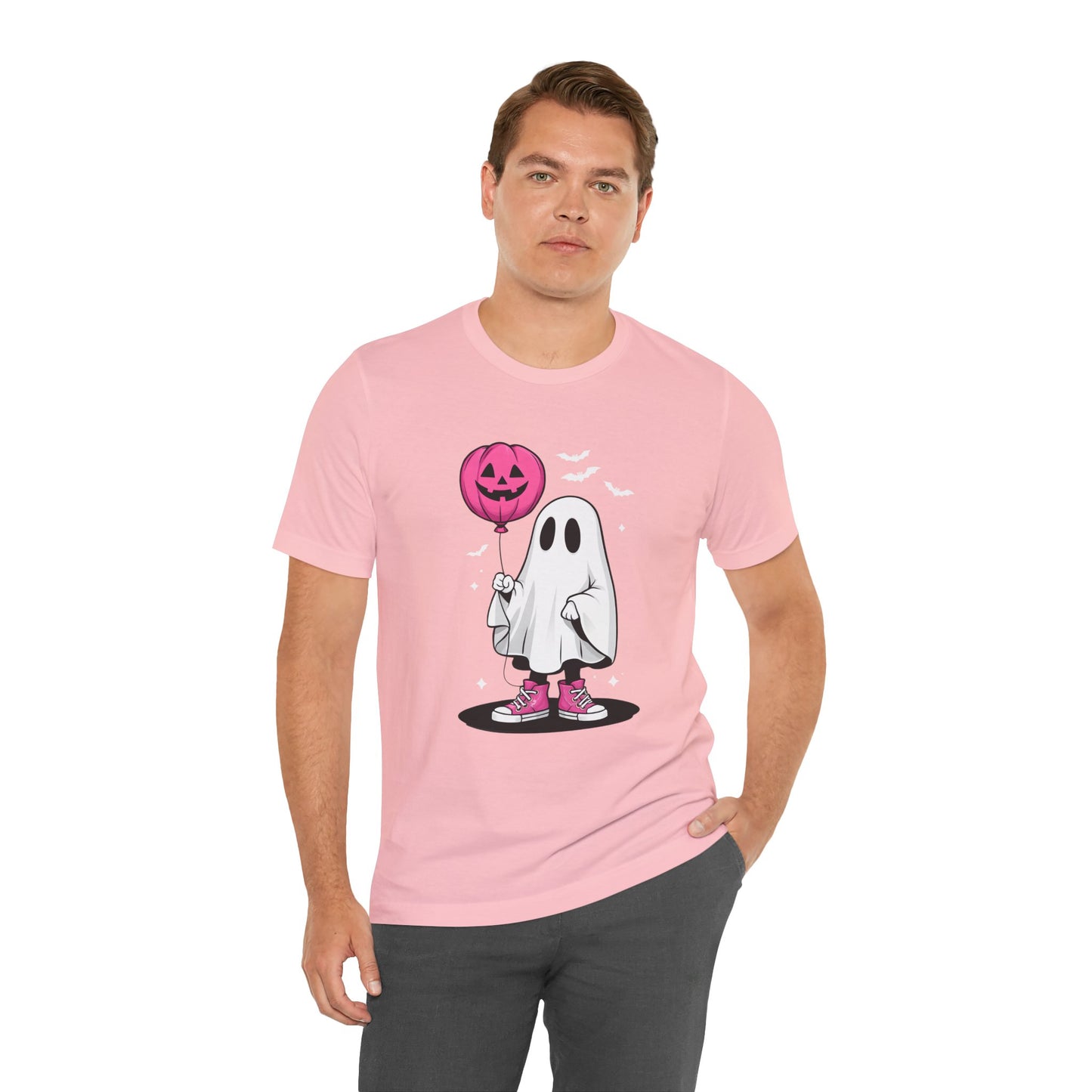 Ghost Tee with Pink Hightops and Pumpkin Balloon